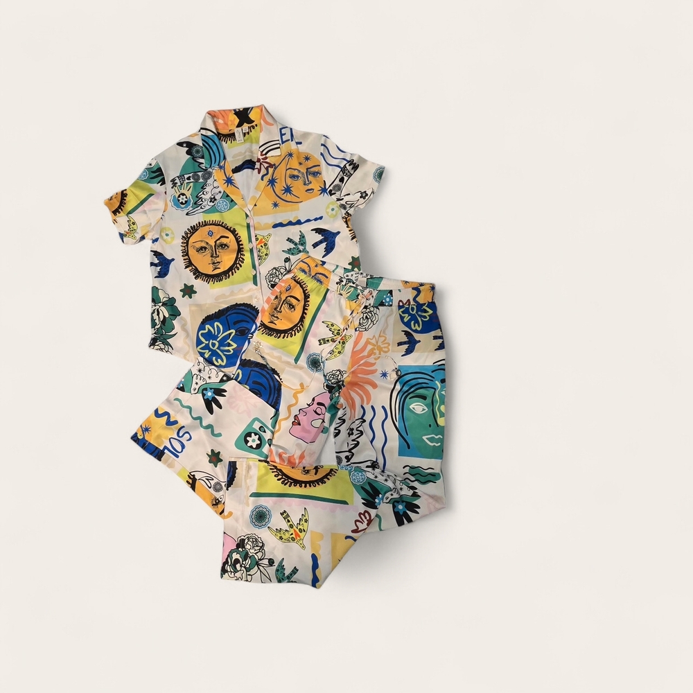 Joie Multicolor Two Piece Set Top And Bottom with Artistic Print